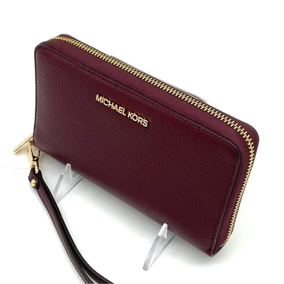 Michael Kors Large Flat Mf Phone Case Wallet Ox Blood - Picture 6 of 8